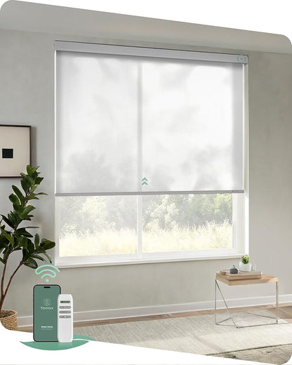 Yoolax Motorized Blinds with Remote, Light Filtering Remote Shades by Yoolax