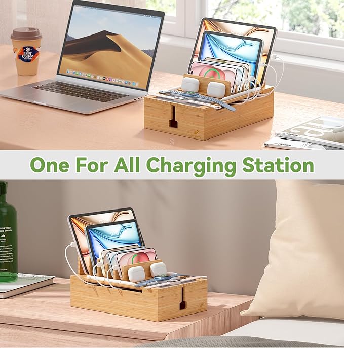 Pezin & Hulin Bamboo Charging Station, Electronic Devices Organizer - Image 8
