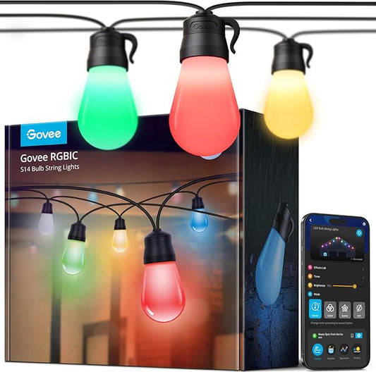 Govee Smart Outdoor String Lights H7029, 24ft RGBIC Outdoor Lights by Govee