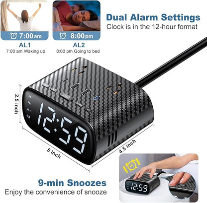 10PCS Alarm Clock with 2 USB-C, 2 USB-A Chargers Power Strip 2 Outlets - Image 4