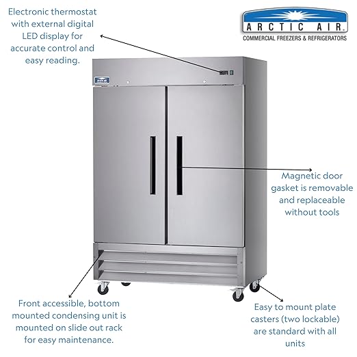 Arctic Air AR49 54" Two Section Two Solid Doors Reach-in Commercial Refrigerator - Image 2