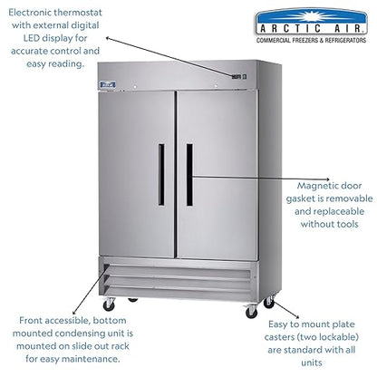 Arctic Air AR49 54" Two Section Two Solid Doors Reach-in Commercial Refrigerator - Image 2