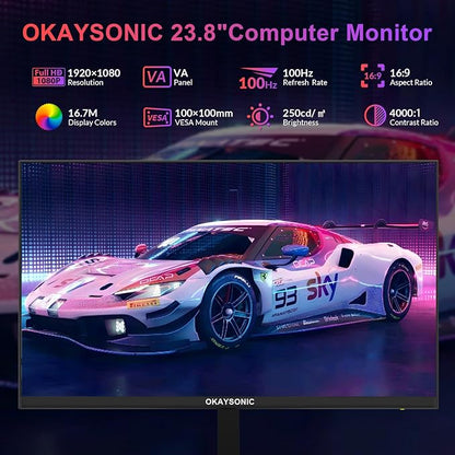 Computer Monitor 24 inch Eye Care 1080P Display HDMI, 丨FHD 1080P PC - Image 2
