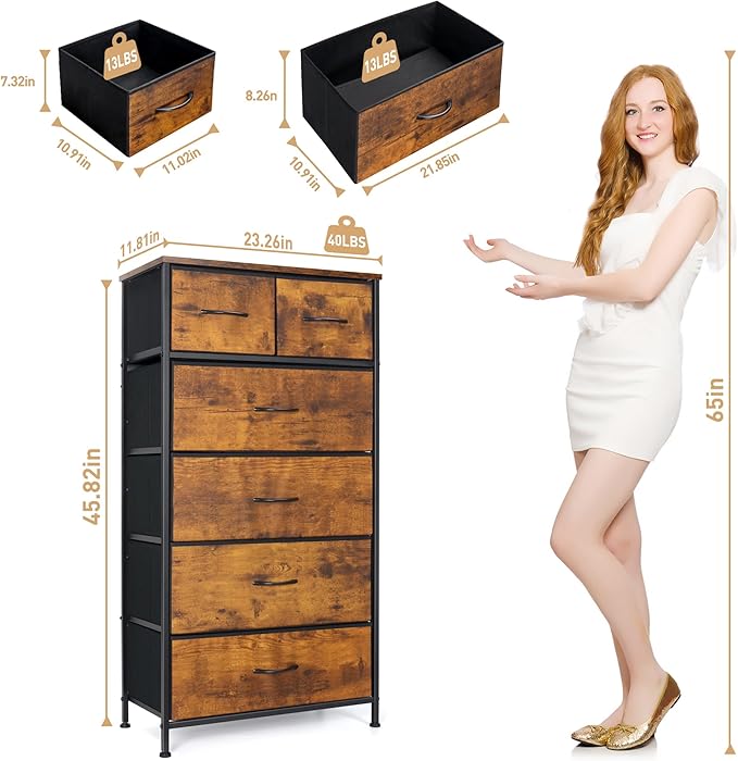 Mifuro Tall Dresser for Bedroom, Vertical Storage Organizer Tower - Image 3