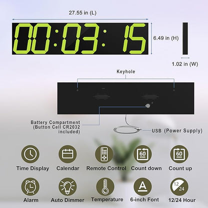 CHKOSDA Digital Wall Clock, Oversize Digital Clock - Image 2