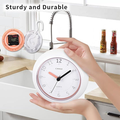 OSTAR Waterproof Bathroom Shower Clock, Analog Quartz Clock Hanging Stand Dual - Image 9