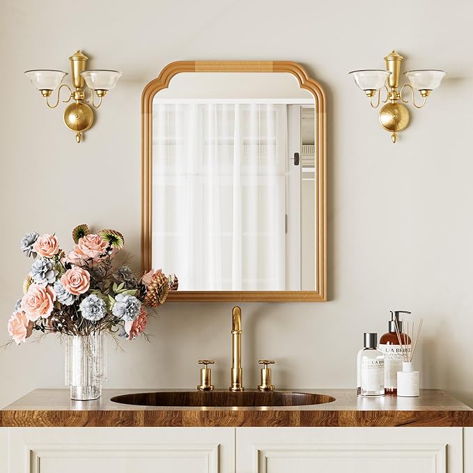 Wood Frame Wall Mirror Decor for Small Bathroom Vanity Entryway, Living Room or - Image 2