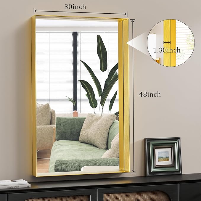 Koonmi 30x48 Inch Metal Framed Bathroom Mirror - Image 7