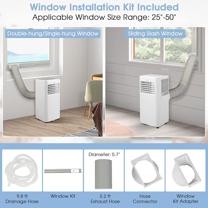 COSTWAY Portable Air Conditioner, 8000 BTU AC Unit - Image 7