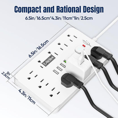 JouleLoom 6 FT Flat Plug Surge Protector Power Strip, 11 Multiple AC Outlets - Image 6