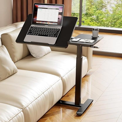 Overbed Table with Wheels, Pneumatic Height Adjustable Overbed Bedside Table by Hovadova