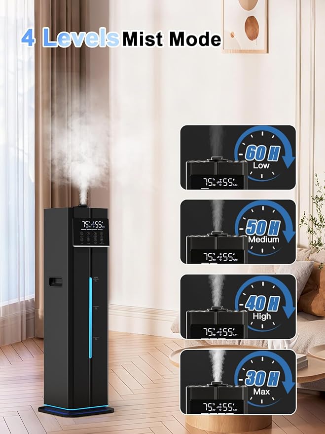 Zeova 9L/2.4Gal Smart Cool Mist Humidifier, Top Fill Quiet Humidifier Large Room - Image 5
