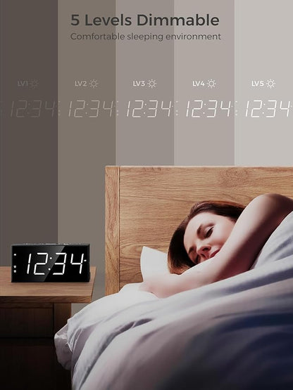 PPLEE Alarm Clock for Bedroom, 2 Alarms Loud LED Big Display Plug in Simple - Image 4