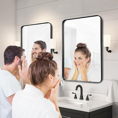 Fabuday Bathroom Mirrors Over Sink 2 Pack- 36x24 Inch Black Matte Framed - Image 2