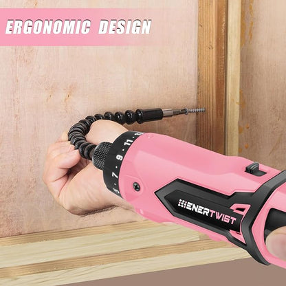 Enertwist Electric Screwdriver, 8V Max 10Nm Pink Cordless Screwdriver - Image 6