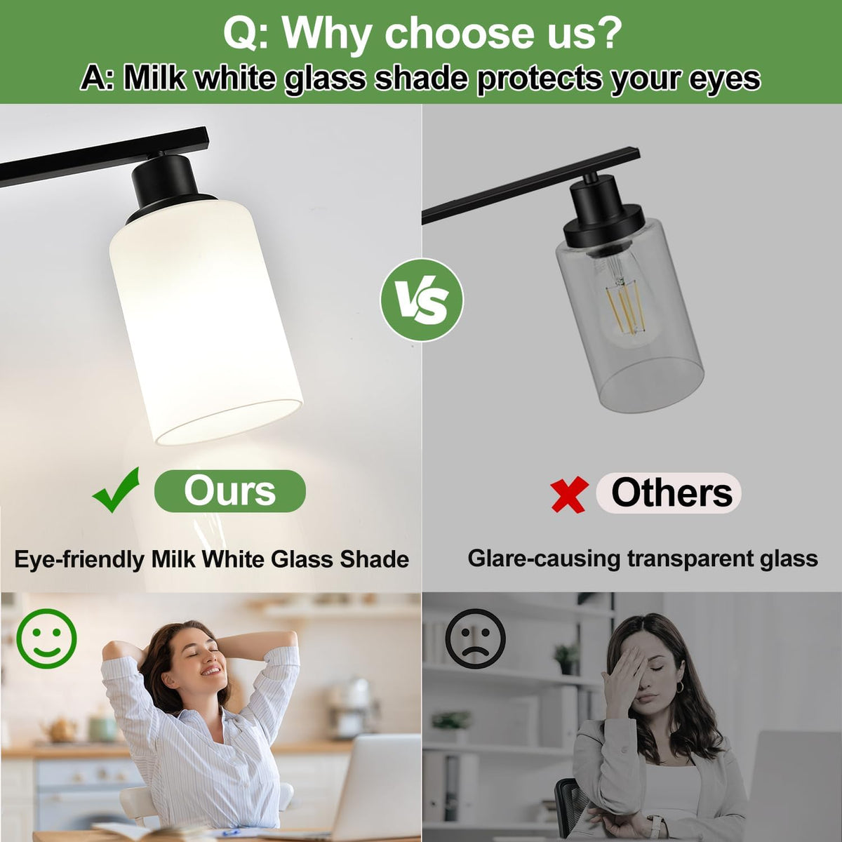 MOKATNG 4-Light Bathroom Light Fixtures, Vanity Light with Milky White Shades...