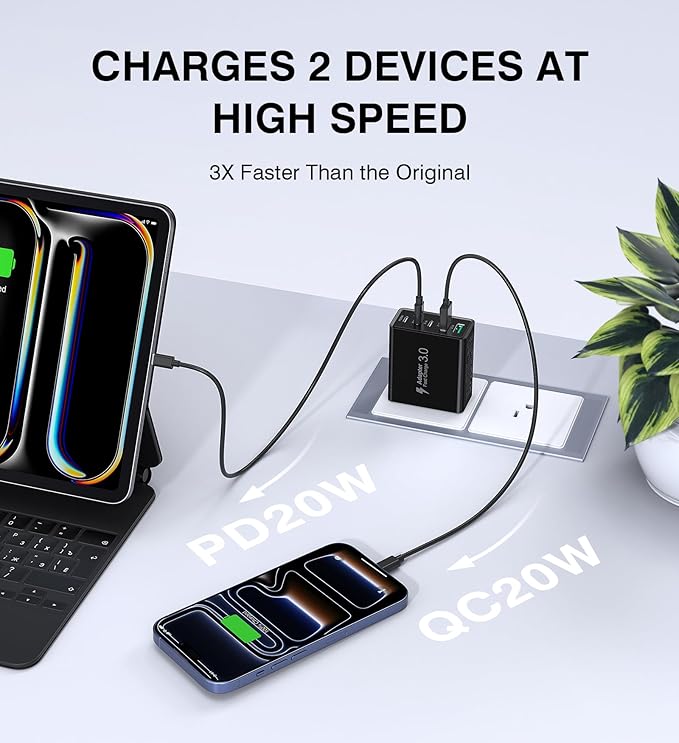 USB C Wall Charger, 60W Type C Charger Block 5-Port Fast Charging Blocks - Image 3