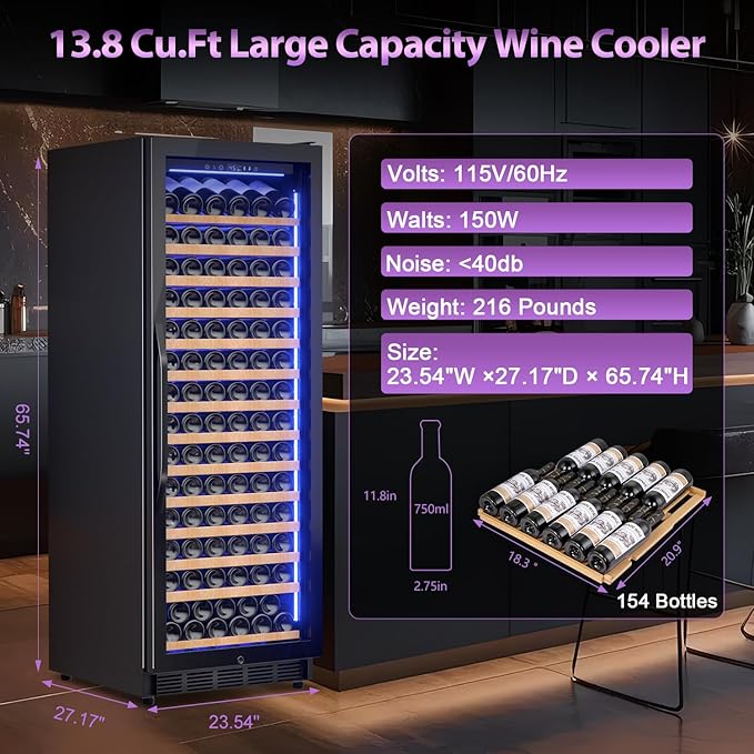 Wine Cooler-Wine Fridge with Safety Lock Freestanding/Built in 24 Inch Wide - Image 7