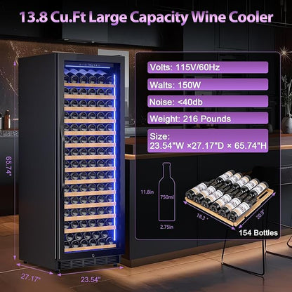 Wine Cooler-Wine Fridge with Safety Lock Freestanding/Built in 24 Inch Wide - Image 7