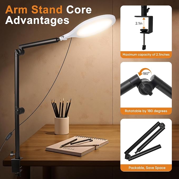 Desk Ring Light, 360°Rotate & Flexible Height Full-Screen Overhead Ringlight - Image 5