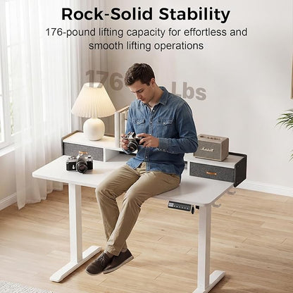Electric Standing Desk with Drawers, 48 Inch Height Adjustable Desk with Power - Image 7