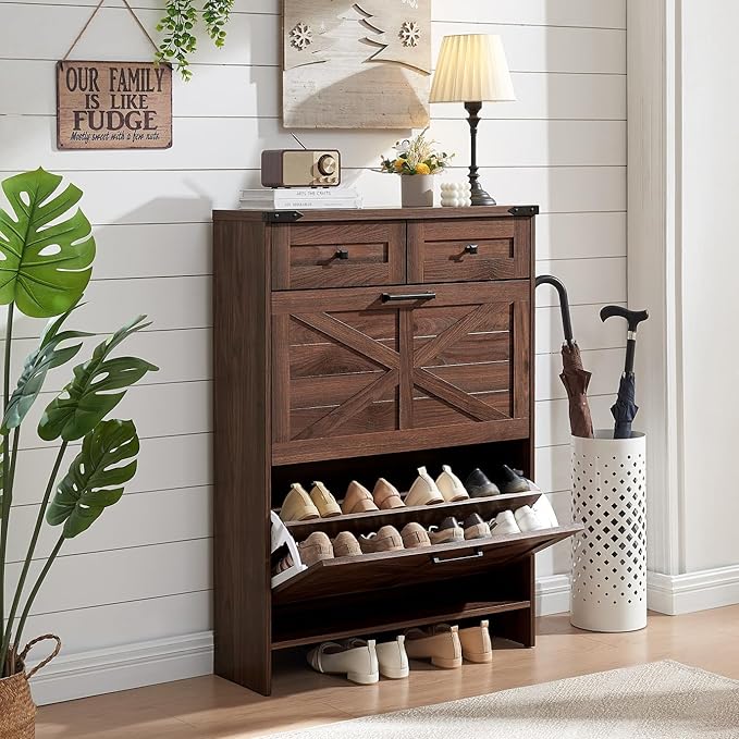 Shoe Storage Cabinet, Farmhouse Shoe Organizer by Barnyatoh