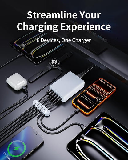 USB C Fast Charger, 105W GaN 6-Port Desktop USB Charging Station Hub, USB C - Image 2