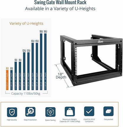 Tecmojo 6U Wall Mount Server Rack, Open Frame Network Rack - Image 5