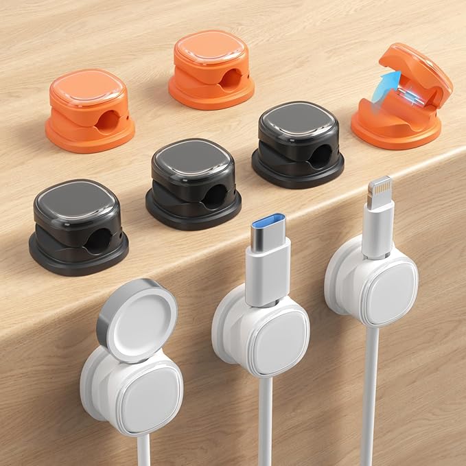 9 Pack Cord Organizer, Spring Cable Management, Adhesive Cute Cable Holder Clips by Funtin