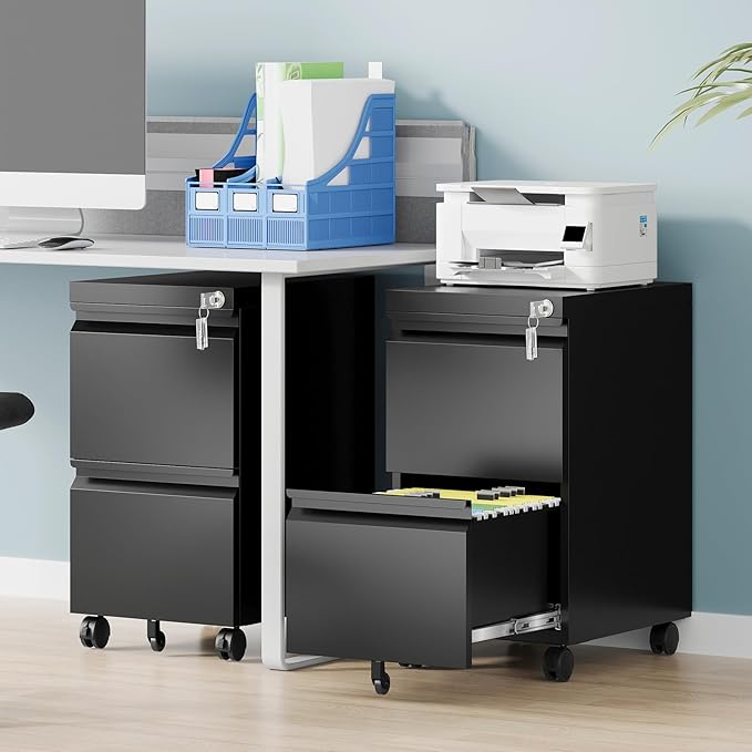 2 Drawer File Cabinet with Lock, Rolling File Cabinets - Image 2