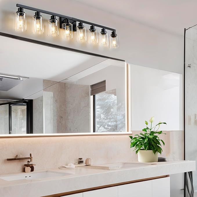 DIKAIDA 8 Light Bathroom Vanity Lights Over Mirror, 52inch Black Vanity Lights - Image 2