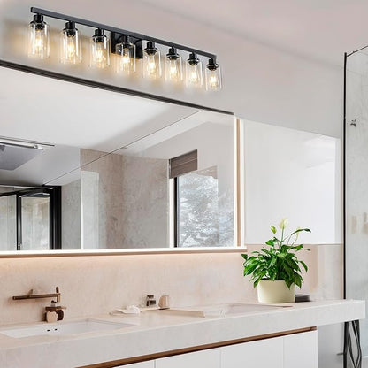 DIKAIDA 8 Light Bathroom Vanity Lights Over Mirror, 52inch Black Vanity Lights - Image 2