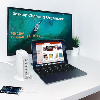 Charging Station for Multiple Devices 40W Upoy, Wall Charger Block 5 USB Ports - Image 5