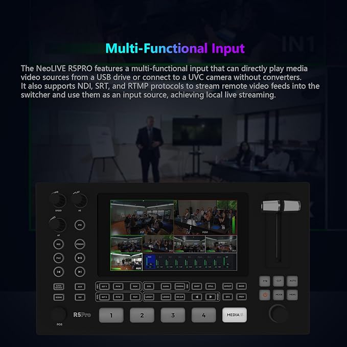 SPROLINK Neolive R5PRO Professional Live Streaming Switcher, 5.5-inch Screen - Image 3