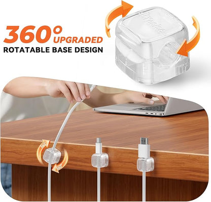 Yocice 12Pack Rotatable Cord Organizer, Spring Cable Clips Desk Cable - Image 2