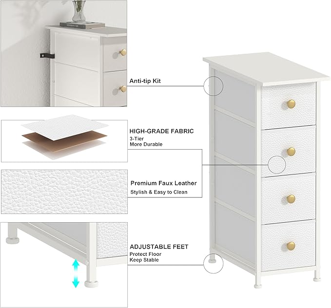GiftGo Narrow Dresser Cabinet Vertical Slim Dresser Chest of Drawers Skinny - Image 6