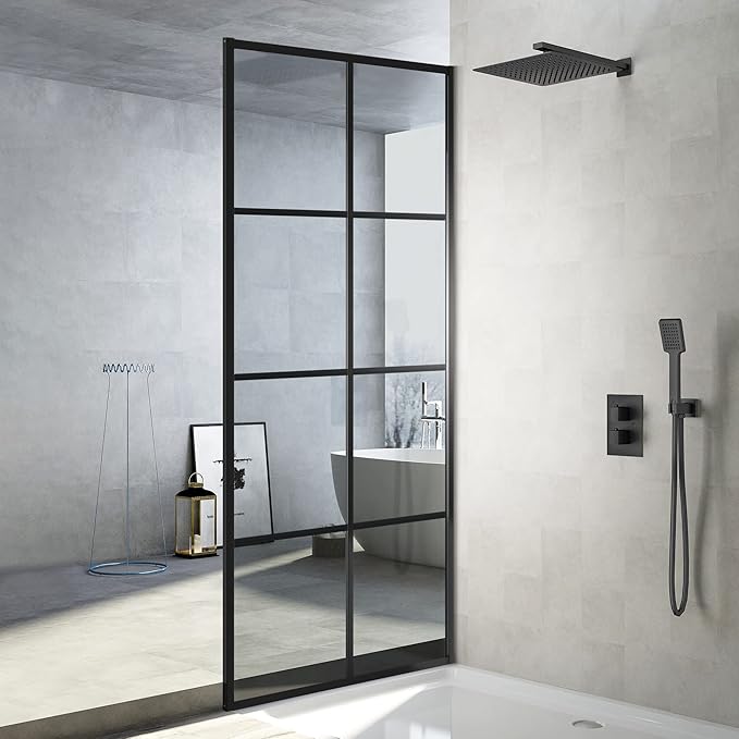 Shower Door Single Panel, Framed Tempered Glass Shower Door 34 * 76 Inch by ExpertofShowerGlassDoor