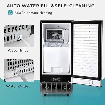 EUHOMY 15" W Commercial Under Counter Ice Maker Machine, 90 Lb/Day - Image 7