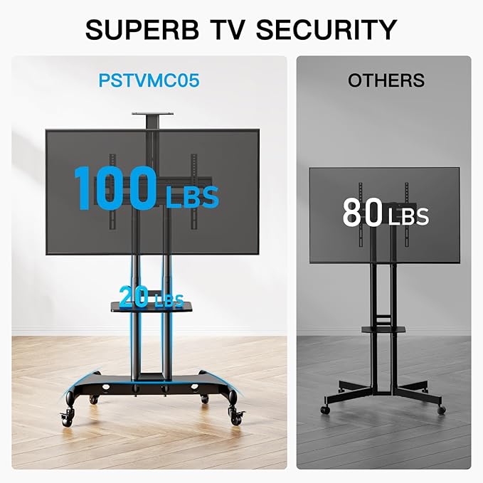 PERLESMITH Rolling TV Stand - Image 3