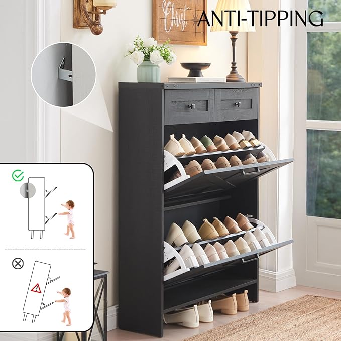 Shoe Storage Cabinet, Farmhouse Shoe Organizer - Image 4