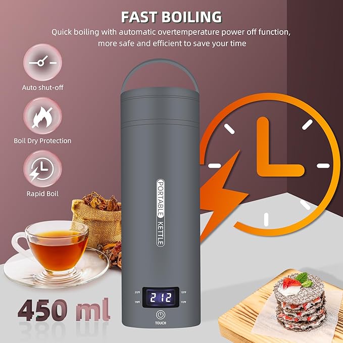 Travel Electric Kettle Portable Small Mini Tea Coffee Kettle Water Boiler - Image 4