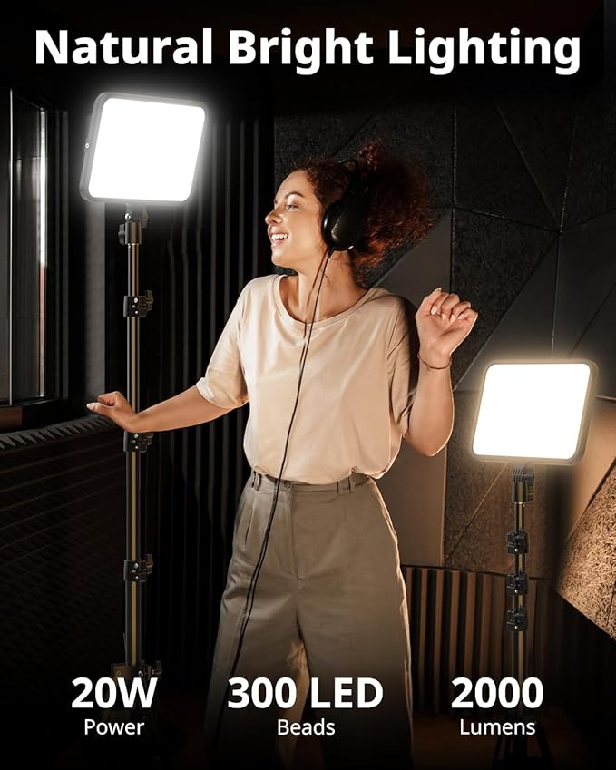 UBeesize 2 Pack LED Video Light Kit, Photography Lighting, Podcast Lighting - Image 2