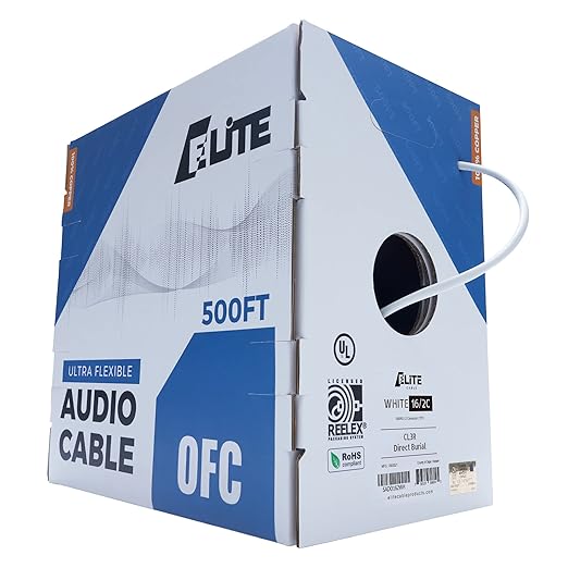 16/2 Audio Speaker Wire Cable, 16AWG/2-Conductor, UL Listed, by InfinityCableProducts
