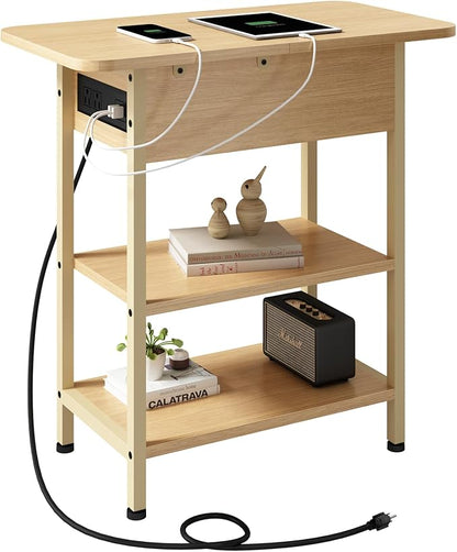 LIDYUK End Table with Charging Station, Flip Top Side Table with USB Ports and by LIDYUK