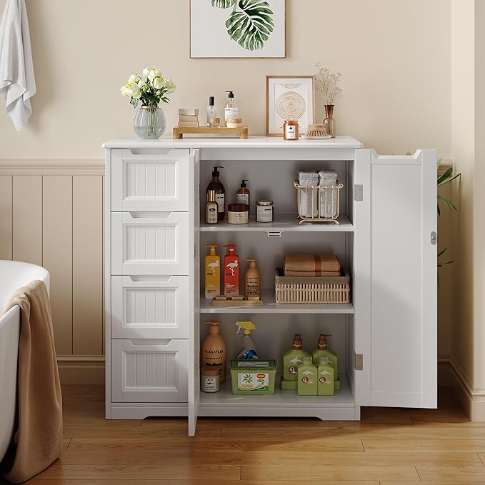Gizoon Storage Cabinet, Bathroom Floor Cabinet, Kitchen Pantry, Side Storage - Image 2