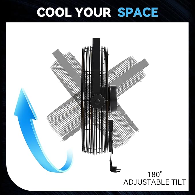 Fanqiebros 4580 CFM 18 inch High Velocity Wall Mounted Fan, 3-Speed Metal Fan - Image 5