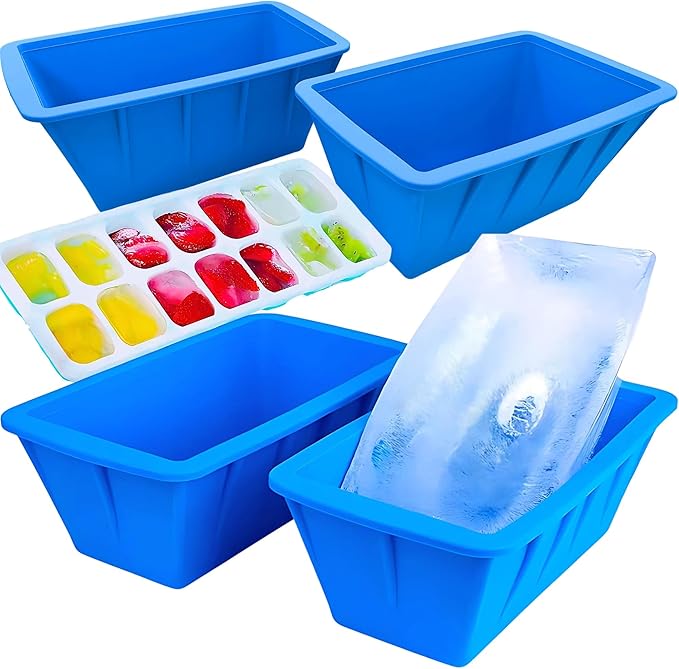 Extra Large 32LB Ice Block Molds – 4-Pack Silicone Ice Makers by DivideStarHomeLiving