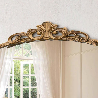 Micasso Vintage Gold Arched Mirror: 32"x24" Baroque Antique Vanity Mirror | Traditional Ornate French Decorative Wall Mirror for Bedroom/Bathroom/Entryway/Hallway/Dresser/Mantel/Nightstand/Over Sink