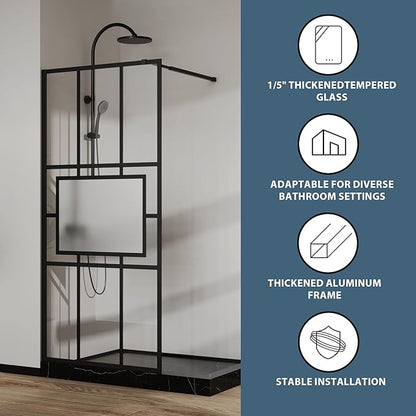 Goodyo 34” X 72” Glass Shower Door Fixed Framed Shower Screen Tempered Glass - Image 3