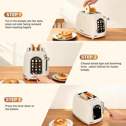 Mecity Toaster 2 Slice, Touch Screen Wide Slot Retro Toaster - Image 7